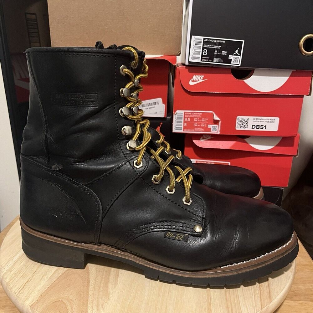 AdTec 1439 Men's Size 14 M Leather Black Plain Soft Toe Logger Boots 10"